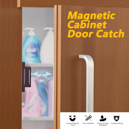 Cabinet Magnetic Catch - 16 Pack Cabinet Door Magnetic Latch for Cupboards Drawers Closet Doors and Shutters (Brown) - color: Brown