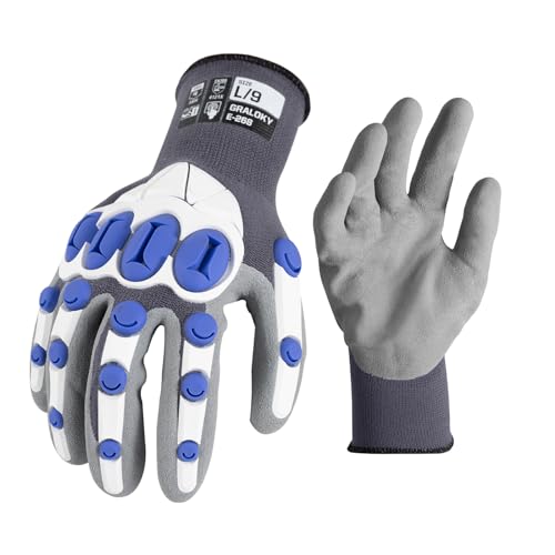 Safety Work Gloves Men Women, Impact Gloves with TPR Protection, Cut Resistant Gloves with Anti-Slip Nitrile Palm,Touch Screen Mechanic Heavy Duty Glove,Impact Resistant Glove for Construction - color: Grey, size: Large