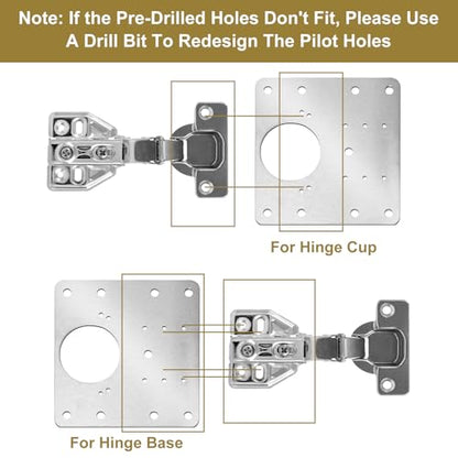 20PCS Upgraded Cabinet Hinge Repair Plate Kit, Durable Door Hinge Mounting Plate Stainless Steel, Large Cabinet Fix Board with Screws for Kitchen Cabinet, Cupboard Doors and Furniture
