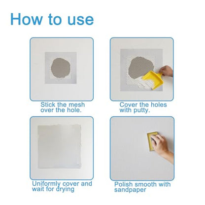 Dry Wall Patch Kits, 16 PCS Self-Adhesive Drywall Repair Kit of 2/4/6/8 Inch, Sturdy & Easy to Use for Wall Repair