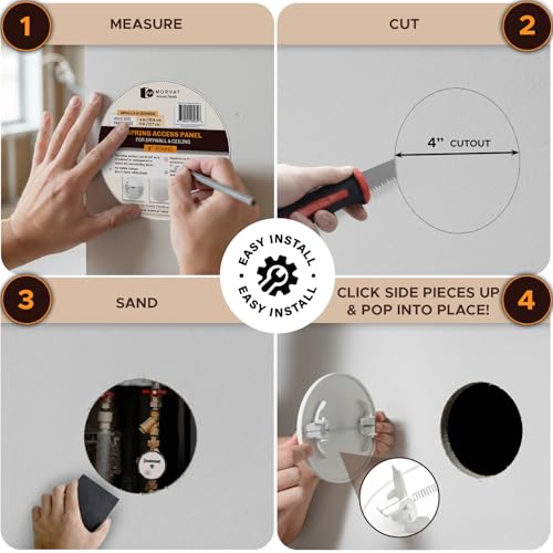 Morvat Round Spring Access Panel 5x5 Inch for Ceiling & Drywall, Heavy-Duty Durable ABS Plastic & Easy Install Access Box, Wall Hole Cover Plate for Plumbing & Electrical Cable & Wiring, White, 2 Pack - size: 2 Pack