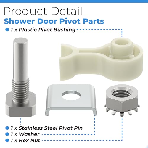 PalpitateC Glass Shower Door Repair Kit with Stainless Steel Pivot Pin and Plastic Pivot Bushing Replacement for Framed Shower Doors - size: #SDPP01 and #SDPB1871