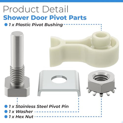 PalpitateC Glass Shower Door Repair Kit with Stainless Steel Pivot Pin and Plastic Pivot Bushing Replacement for Framed Shower Doors - size: #SDPP01 and #SDPB1871