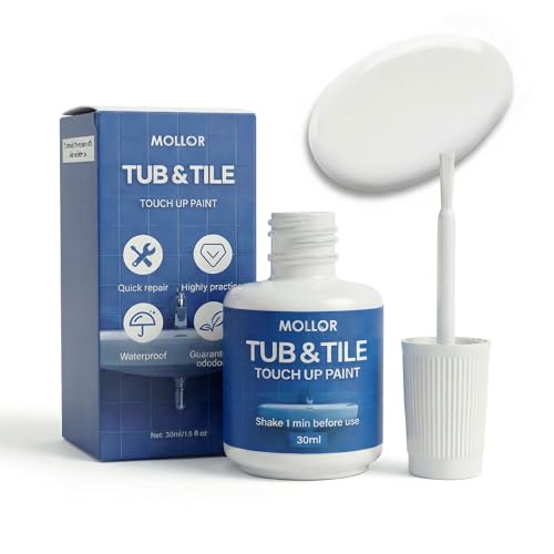 Tub and Tile Paint, Semi-Gloss White Touch Up Paint Pen for Scratches, Chips, Spots, Cracks on Bathtub, Porcelain, Enamel and Toilets,1.5 Fl Oz(White)