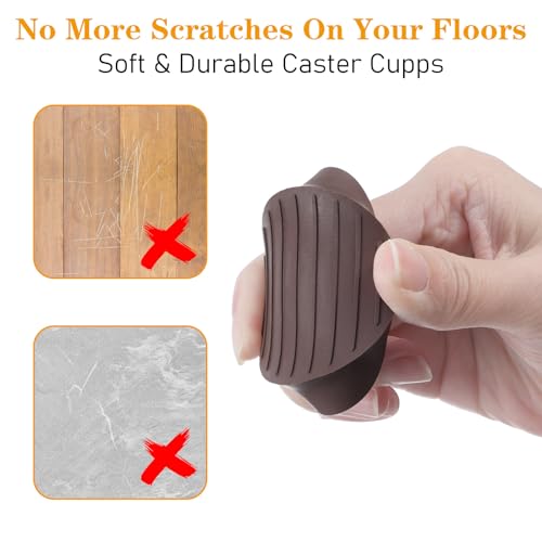 8 Pack Round Rubber Furniture Caster Cups, Non Slip Furniture Pads 1.5 x 1.5 Furnitures Gripper Rubber Furnitures Feet Anti Slide Floor Protector for Bed Couch Table Chair Stoppers - color: Brown