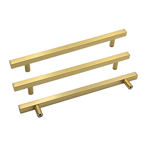 Goldenwarm 25 Pack Gold Cabinet Handles 7-1/2"(192mm) Brushed Brass Cabinet Pulls T Bar Drawer Pulls for Kitchen Cupboard & Drawer Hardware - color: Gold, size: 7-1/2 Inch Hole Center