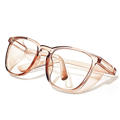 Anti-Fog Safety Glasses for Women | ASIN Z87.1 Safety Glasses for Men | Blue Light Blocking Safety Goggles (Square coffee) - color: Square Coffee