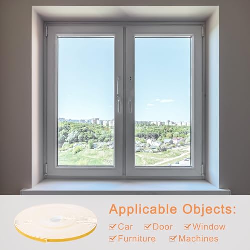 uxcell 1 Roll Foam Weather Stripping, 1/4" Wide X 1/16" Thick X 32.81 Ft Door Seal Strip Adhesive Foam Tape White Insulation Strip for Door Window - size: 1/4"x 1/16"x 32.81 Ft