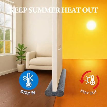 Ciieyuo Premium Velvet Under Door Draft Stopper, 30'' to 36'' Adjustable Gap Filler, Double-Sided Windproof Seal, Easy Install to Block Noise, Cold Air, Light, Dust, and Drafts - color: Gray, size: 30'' to 36''