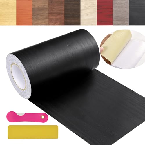 Wood Grain Repair Tape, 4.9 inch X 32ft Self Adhesive Grain Repair Patch for Tables, Chairs, Baseboards, Doors, Windows, Floors, Handicraft DIY. - color: Black wood grain, size: 4.7in*32ft