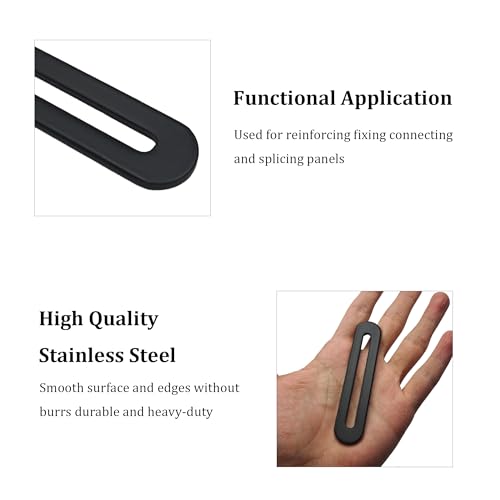 6PCS 90mm/3.54” Adjustable Flat Mending Plate with Slot, Black Stainless Steel Straight Brace Brackets, Flat Fixing Support for Wood Furniture DIY Repair Connector with Screws - size: 90mm/3.54”