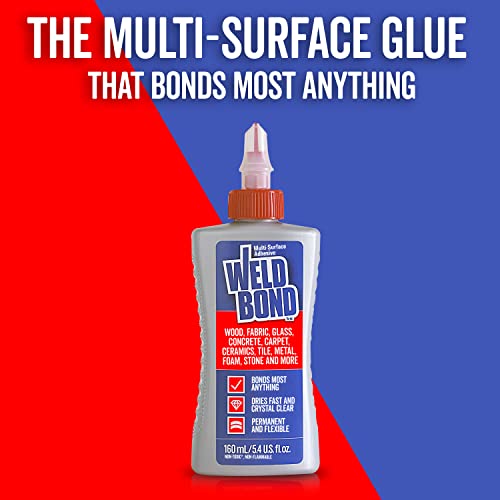Weldbond Multi-Surface Strong Glue – Fast Drying Glue for Wood, Tile, Ceramic, Pottery, Glass & More – Heavy Duty Adhesive for Mosaic, Crafts, Wood Working & Repairs – 5.4oz (160ml), 1 Pack - size: 1 Pack