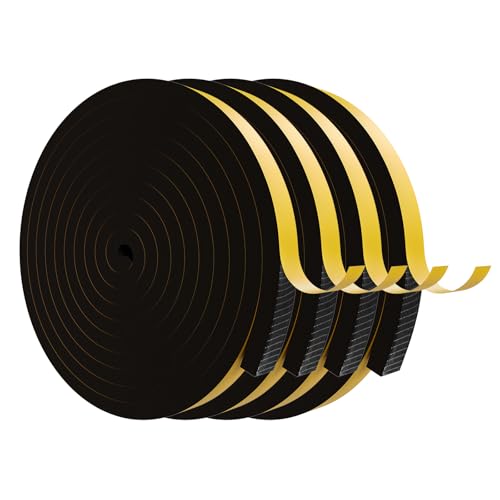 Weather Stripping Door Seal Strip,Black Weatherproof Foam Tape Insulation for Sliding Door, Front Door Frame, Windows (1 in x 1/2 in x 65.6Ft) - color: Black, size: 1Inx1/2Inx65.6Ft