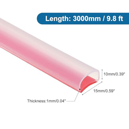 PATIKIL Silicone Weather Stripping Door Seal, 9.8 ft D Shape Weather Stripping Self Adhesive Door Seal Strip for Door Frame, Window Sealing, Large Gap, 19/32" Wx5/128 Tx25/64 H, Clear/Red - size: 9.8 ft Long, 19/32"Wx5/128"Tx25/64"H