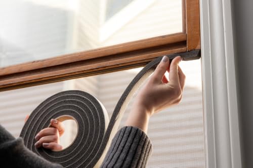 Duck Brand Self Adhesive Foam Weatherstrip Seal for Extra Large Gaps, 30 Total Feet, Window and Door Seal Strip Foam Tape, 3/4-Inch Wide x 1/2-Inch Thick x 10-Feet Long, 3 Rolls, Charcoal (284424)