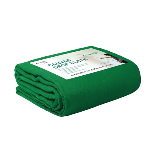 Canvas Drop Cloth for Painting 4x15 feet Pack of 1-8oz Painters Drop Cloths for Painting - All Purpose Canvas Tarps for Floor & Furniture Protection - Recycled Cotton Fabric - color: Green, size: 4x15 Ft - 1 pc
