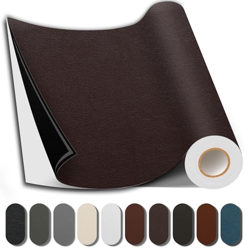 Leather Repair Patch, 17X79 Inch Repair Patch Self Adhesive Waterproof, DIY Large Vinyl Patches for Couches, Furniture, Kitchen Cabinets, Wall （Dark Brown, 17X79 Inch） - color: Dark Brown, size: 17X79 inch