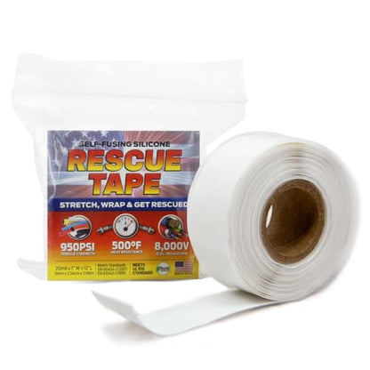 Bond It Rescue Tape, Self-Fusing Silicone for Emergency Plumbing, Pipe & Hose Repair, Electrical Insulation, Waterproof, 950PSI, Made in USA, 1" x 12', White - color: White, size: 1" x 12' x 20mil