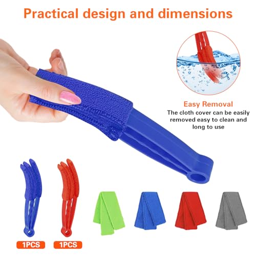 4pcs Window Venetian Blind Cleaner Duster Tool,Blind Duster for Cleaning,Microfiber 7Finger Duster Brush Dusting Cleaner Tool ，for Window Shutters Air Conditioner,with 4 Cloth Cover(Blue/Green) - color: 4pcs - Blue/Green