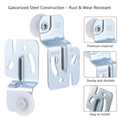 8 Pcs Sliding Closet Door Roller Kit Top-Hung Closet Door Rollers, Wheel Diameter Closet Sliding Door Roller Hardware Kit, for 3/4" to 1-3/8 Inch Thick