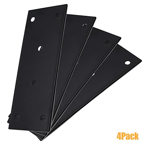 4pcs Metal Flat Straight Brace Bracket, 5'' x 1.9'' (L x W) Stainless Steel Mending Plate, Joining Bracket Wood Connectors for Furniture Corner Braces with Screws (Black) - size: 5'' x 1.9''/ 128mm x 48mm, style: Black-4pcs