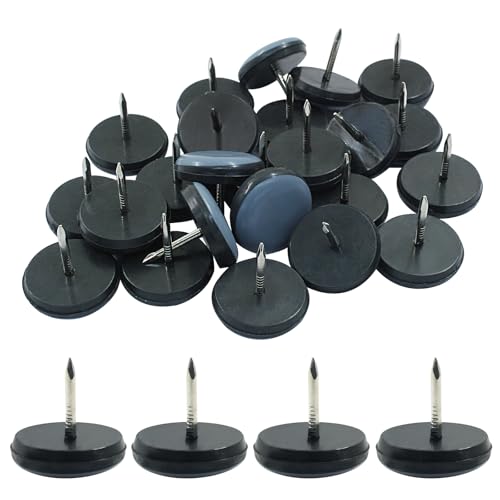 Bivethoi 7/8" Nail on Furniture Sliders (24 Pack) - Heavy Duty PTFE Chair Leg Slider Glide Wooden Furniture Movers - Easy & Safe Floor Protector, Grey - size: 7/8 inch, Round