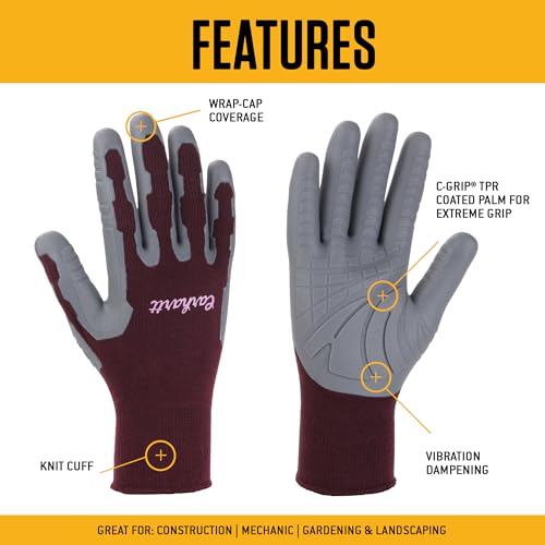 Carhartt Women's WA698 Women's Knuckler Glove - color: Gray, size: Large (Pack of 1)