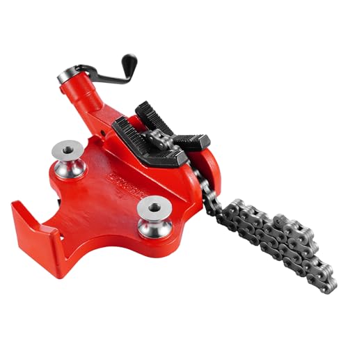VEVOR Heavy-Duty Pipe Chain Vise, 1/2" - 8" Pipe Capacity, 34.6" Rugged Chain & Cast Iron Base, Industrial-Grade Pipe Clamping for Plumbing, Automotive Repairs, Metalworking - size: 1/2" - 8" Bench Mount