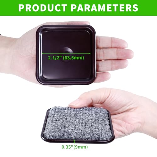 2 1/2" Square Carpet Bottom Furniture Caster Cups, Reusable Furniture Sliders for Hardwood Floors, Felt Furniture Pads Coasters to Protect Tile or Laminate Floors from Scratches, Brown/Gray (12 Pack) - size: 2-1/2 Inch, 12 Pack