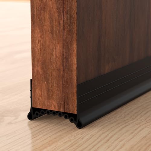 SUNMON Silicone Door Draft Stopper, 39.6 inches Upgraded Seal Blocker, Under Door Sweep Weather Stripping（Black） - color: Black
