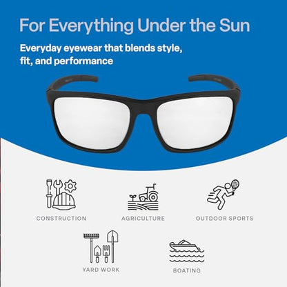 Bullhead Safety Eyewear Pompano Glasses - Anti-Fog, Lightweight, Impact/Scratch Resistant, UV Blocking Sunglasses for Cycling, Fishing, Driving, Clear/Matte Black - color: Clear Lens, Matte Black Frame, style: Anti-fog