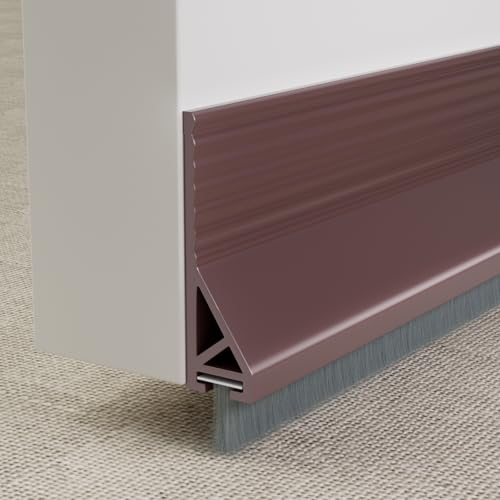 KNEELISA 39”X 2 Pack Rubber Door Sweep Bottom Exterior & Interior,Silicone Adhesive Under Door Draft Stopper with Brush,Gap Filler Noise Blocker,Soundproofing Seal Strip,Brown - color: Brown, size: 2 Pack