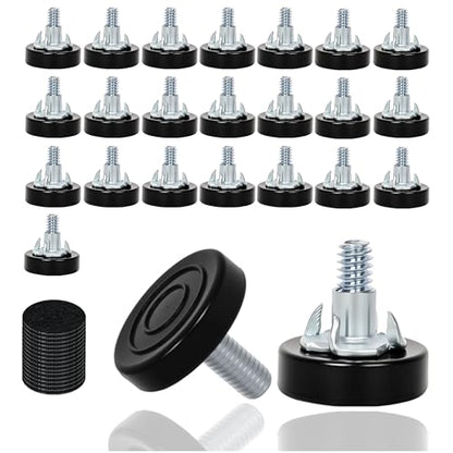 24 PCS M8 Thread Furniture Feet Levelers,Furniture Leveling Feet with T-Nuts - color: Black 24 Pack, size: M8 With T Nut