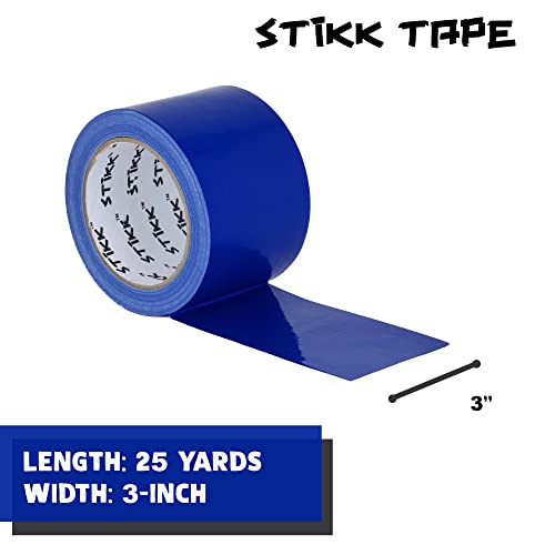 STIKK Duct Tape - Blue Duck Tape - 3 inch x 25 Yards - Heavy Duty Tape for Repairs, Household Projects - for Commercial HVAC and Construction - Effective Heavy Duty Waterproof Duct Tape - color: Blue
