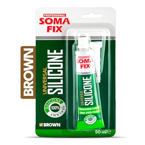 Brown Silicone Caulk - Easy Squeeze Caulking Tube, Silicone Sealant for Wood, Kitchen, Bathroom, Sink, Windows - Multi Purpose & Waterproof - 1.7 fl. oz (Brown) - color: Brown