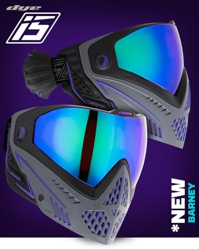 Maddog Dye i5 Thermal Anti-Fog Paintball Airsoft Mask Goggle System Combo with Microfiber Bag | Safety Certified Protection - color: Barney