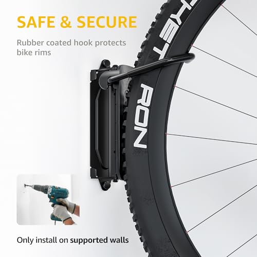 monTEK Swivel Bike Wall Mount, Bike Hangers for Garage, Space-Saving Vertical Bike Rack, Sturdy Bike Storage Rack Holds Up to 66lbs, Easy to Install, Black - size: 1 PACK