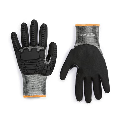 Amazon Basics Impact Protection Work Gloves, Cut Level A2, ANSI Level 4 Abrasion, Sandy Nitrile Palm, Touchscreen Compatible, Machine Washable, XXXS, Black - size: Xxxs