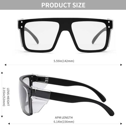 ANSI Z87 Safety Glasses, Photochromic UV400 Blue Light Blocking, Impact Resistant Work Glasses for Construction - color: Matte Black