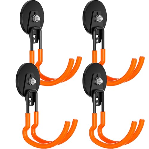Heavy Duty Storage Magnetic Utility Hooks Large Garage Magnet Hooks with Anti-Slip Coating for Metal Cabinet,Pegboard,Garage Shelve,Garden Tools (Orange4pro) - color: Orange4pro