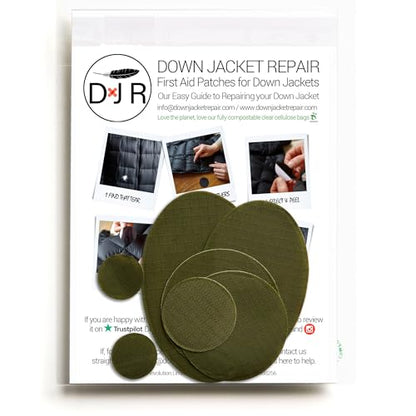 Down Jacket Repair Patches - Self-Adhesive Down Jacket Repair Patches | Waterproof, Tear-Resistant, Pre-Cut Patches | 7-Piece Set for Outdoor Gear, Sleeping Bags & Tent - color: Olive Green