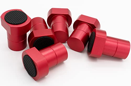 6-Pack Aluminum Alloy Bench Dogs with Non-Slip Pads - 3/4-Inch (19mm) Workbench Dog Hole Accessories for Woodworking and MFT Stops - color: Red