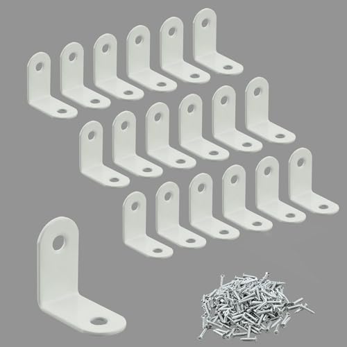 Alise 20PCS L Bracket Corner Brace,White Stainless Steel L Brackets for Shelves,Heavy Duty Shelf Brackets,Joint Right Angle Bracket Small L Brackets for Wood Furniture Cabinet Chair (1.2x1.2 in) - color: White, size: (20p)1.2x1.2 Inch