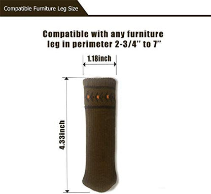 Ulalaza 32Pcs Chair Leg Floor Protectors Knitted Furniture Feet Non-Slip Wear-Resistant Noise-Reducing Chair Covers Caps Set (Brown, Acrylic, Round, Square) - color: Style 3-brown