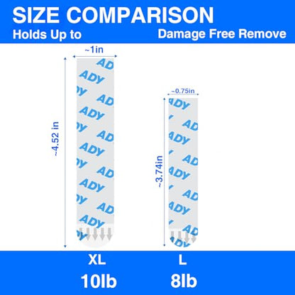 ADY Clear Picture Hanging Strips 40 Pack, Removable Double Sided Tape Damage Free for Wall, Refill Adhesive Strips for Rent Room, Nano Transparent Adhesive Tape for Decor, Poster - size: XL-1in x 4.52in