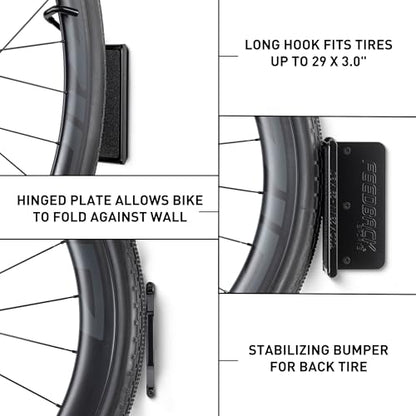 Feedback Sports | Velo Hinge 2.0 (Single) Pivoting Swivel Bike Wall Mount | Vertical Bicycle Hanger | Garage Fold Away Bike Hook | Road, Gravel, Mountain Bike Compatible