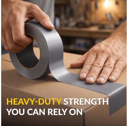 Brixwell Duct Tape Heavy Duty 2 Inch x 20 Yards Gray, Waterproof Adhesive Roll with Reinforced Cotton Mesh Backing, Professional Grade for Indoor Outdoor Repairs, Sealing, Bundling, Packaging Use - size: 2" x 20 yards