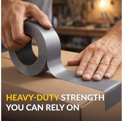 Brixwell Duct Tape Heavy Duty 2 Inch x 20 Yards Gray, Waterproof Adhesive Roll with Reinforced Cotton Mesh Backing, Professional Grade for Indoor Outdoor Repairs, Sealing, Bundling, Packaging Use - size: 2" x 20 yards