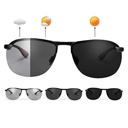 YIMI Men Photochromic Polarized Sports Sunglasses Cycling Fishing Driving Glasses UV Protection Eyeglasses Anti Glare Eyewear - color: 4302 Black