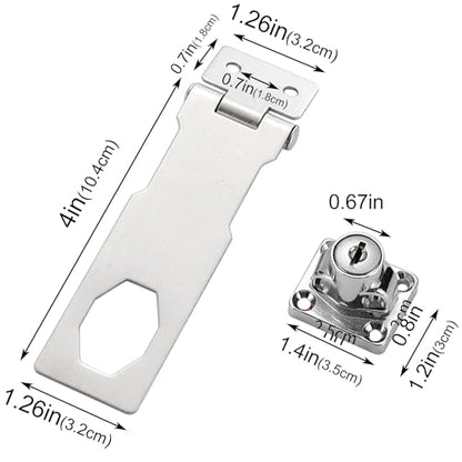 2Pcs Keyed Locks 4 Inch Twist Knob Locking Hasp Stainless Steel with Screws for Gates,Doors,Cabinets, Closets and More (Sliver) - style: 4INCH with LOCK